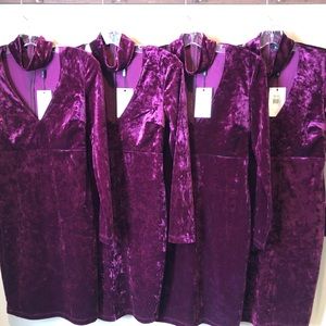 Burgundy crush velvet above the knee dress